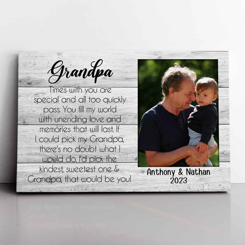 Personalized Picture Frame Gift For Grandpa From Grandkids - Grandparent Gifts, Fathers Day Gift For Grandpa, Papa Pawpaw Grandfather Gifts CANLA15_Family Canvas