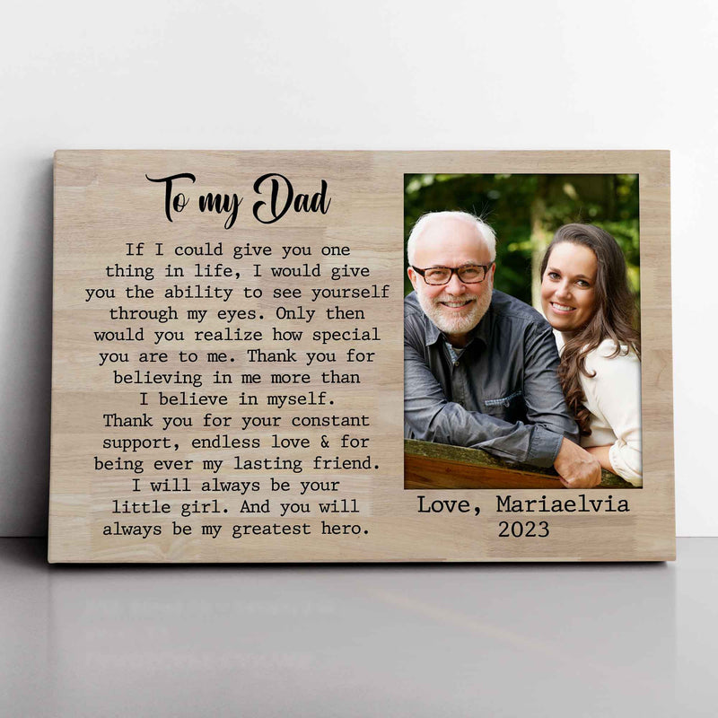 Personalized Picture Frame Gifts For Dad From Daughter Son - Unique Fathers Day Gift Dad Birthday Gift Father Gift Christmas Canvas Wall Art CANLA15_Family Canvas