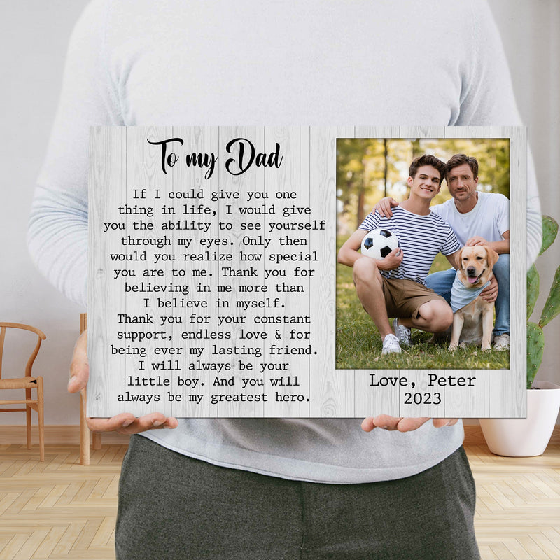 Personalized Picture Frame Gifts For Dad From Daughter Son - Unique Fathers Day Gift Dad Birthday Gift Father Gift Christmas Canvas Wall Art CANLA15_Family Canvas