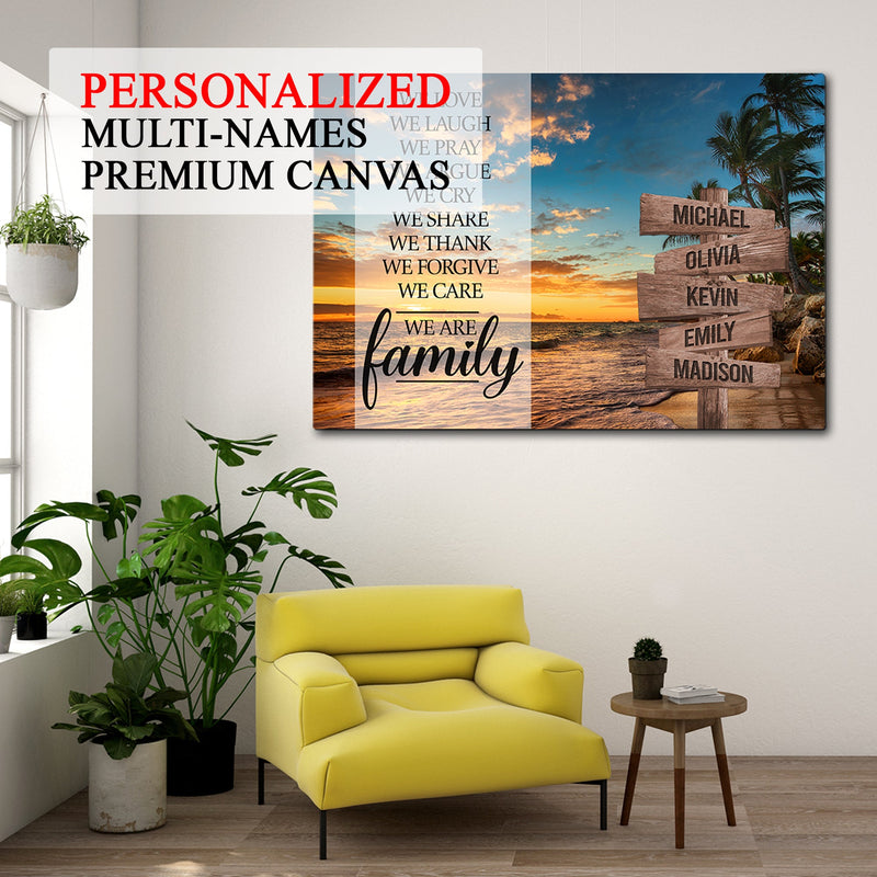 Personalized Sunset Beach Canvas Wall Art With Name Framed, Family Name Sign, Custom Street Sign, Anniversary Gift, We Are Family Christian CANLA15_Miss Pet Canvas