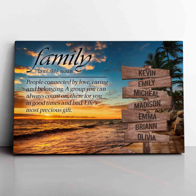 Personalized Sunset Beach Ocean Canvas Wall Art With Name Framed, Family Name Sign, Custom Street Sign, Anniversary Gift, Family Definition CANLA15_Miss Pet Canvas
