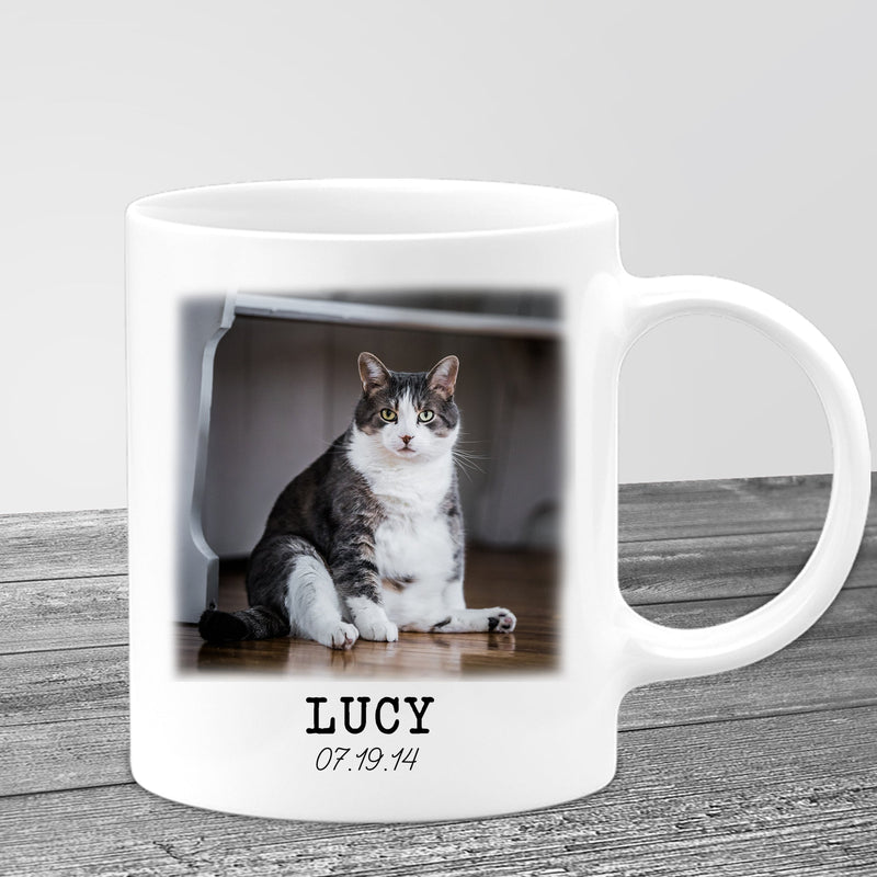 Pet Memorial Photo Name Personalized Mug, Cat Sympathy Photo Mug, Cat Remembrance, Pet Loss Thanks For Everything I Had A Great Time Mug MUG_Cat Mug
