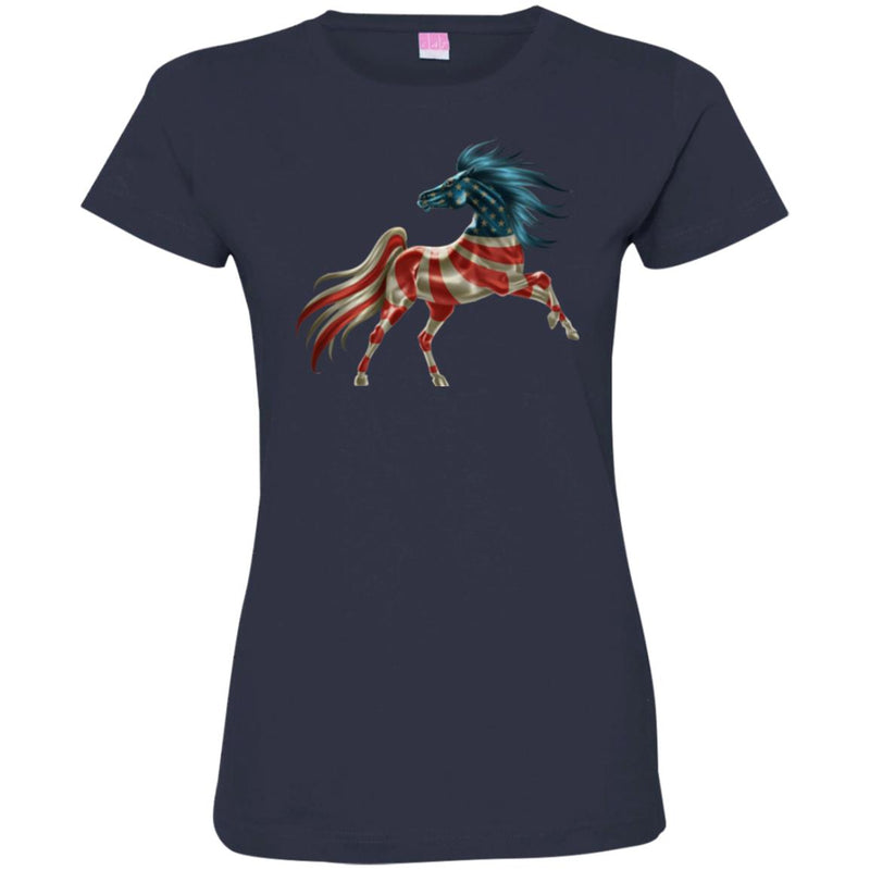 Horse T-Shirt America Flag Horse Shape Tee Gifts Tee Shirt