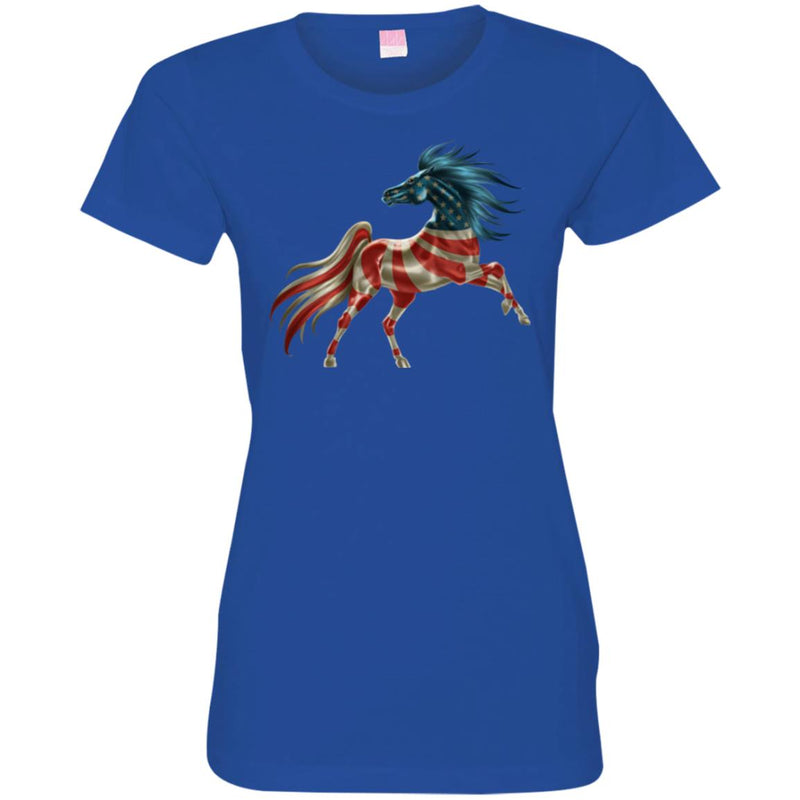 Horse T-Shirt America Flag Horse Shape Tee Gifts Tee Shirt