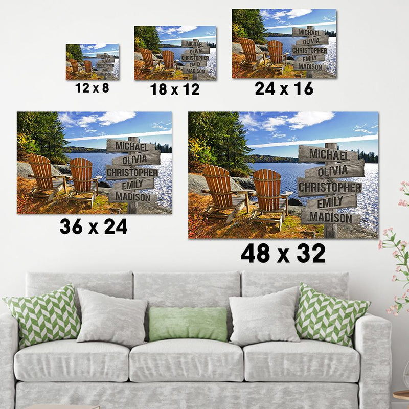 Adirondack Chairs Multi Names Premium Canvas Crossroads Personalized Canvas Wall Art - Family Street Sign Family Name Art Canvas For Home Decor Custom Family - CANLA75 - CustomCat