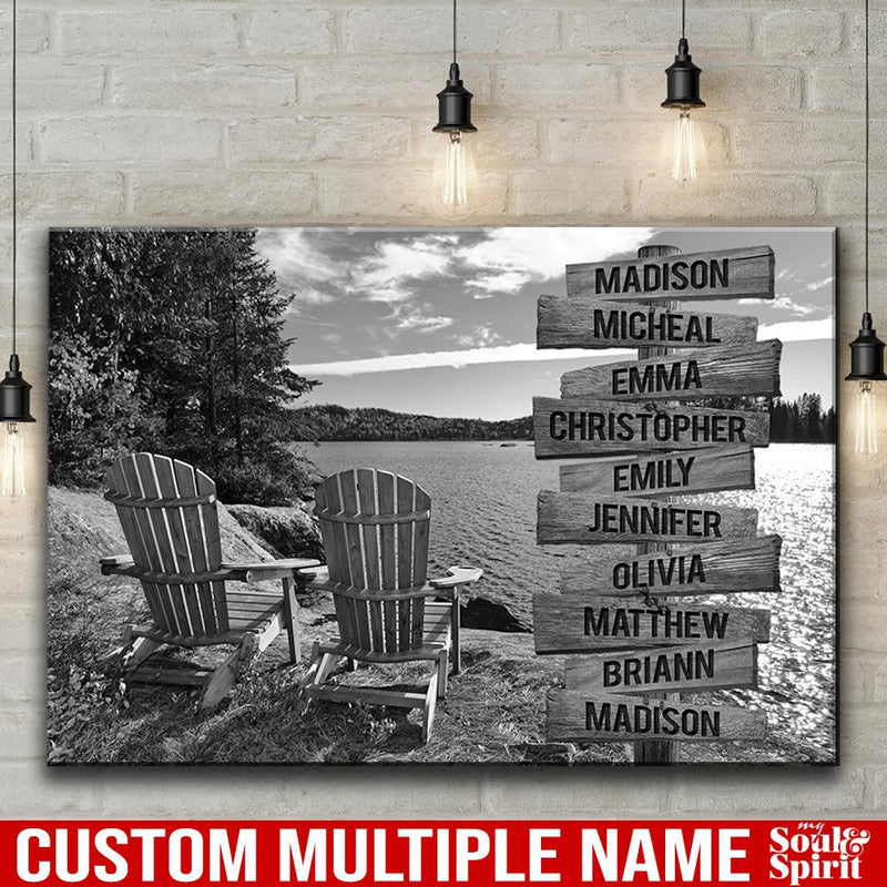Adirondack Chairs Multi Names Premium Canvas Crossroads Personalized Canvas Wall Art - Family Street Sign Family Name Art Canvas For Home Decor Custom Family - CANLA75 - CustomCat