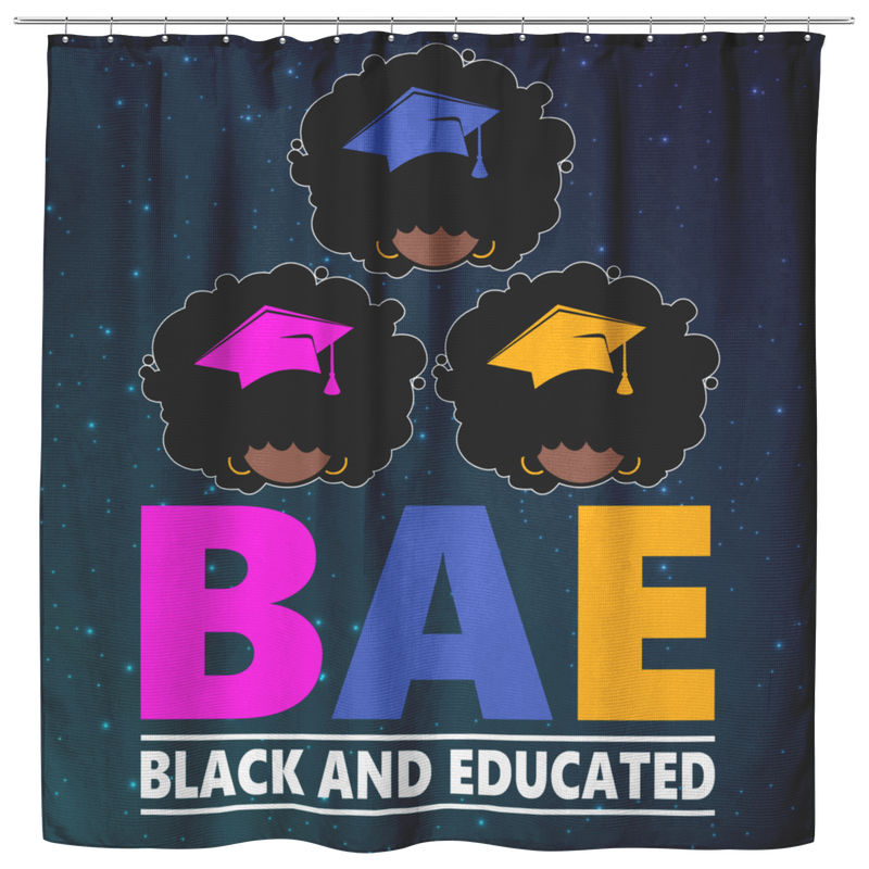 African American BAE Black Educated Black History Month Black Girl Shower Curtains For Bathroom