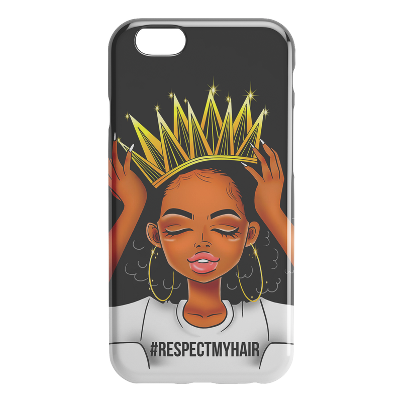 African American Black Girl Africa Melanin Respectmyhair Cute Black Women Wear A Crown iPhone Case