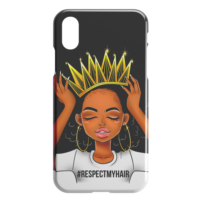 African American Black Girl Africa Melanin Respectmyhair Cute Black Women Wear A Crown iPhone Case