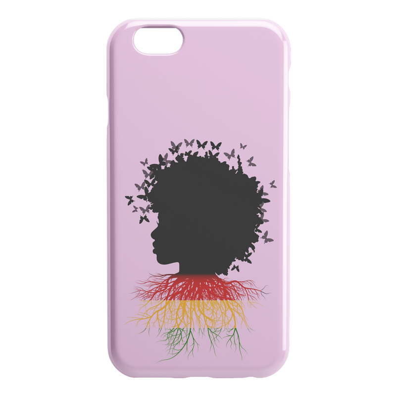 African American Black Girl Africa Melanin With Butterflies Root Flag iPhone Case teelaunch