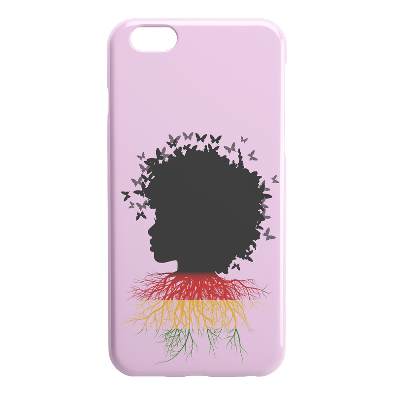 African American Black Girl Africa Melanin With Butterflies Root Flag iPhone Case teelaunch