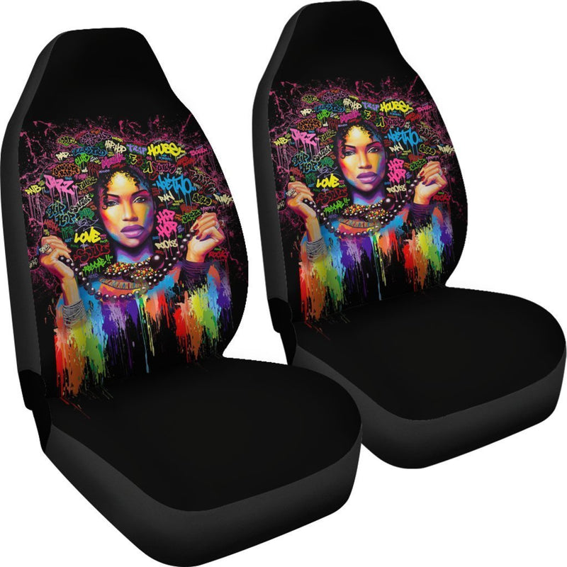 African American Black Girl Art Car Seat Covers (Set of 2) interestprint