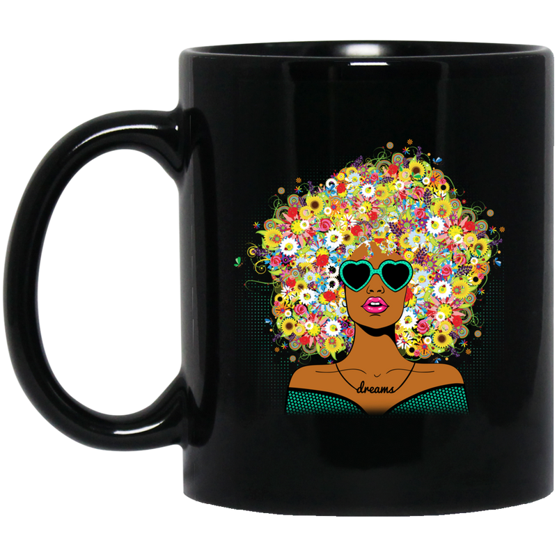 African American Coffee Mug Black Girl Sunflower Black Girl Sunflowers Colorful Queens For Afro Girls 11oz - 15oz Black Mug