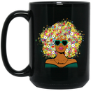 African American Coffee Mug Black Girl Sunflower Black Girl Sunflowers Colorful Queens For Afro Girls 11oz - 15oz Black Mug