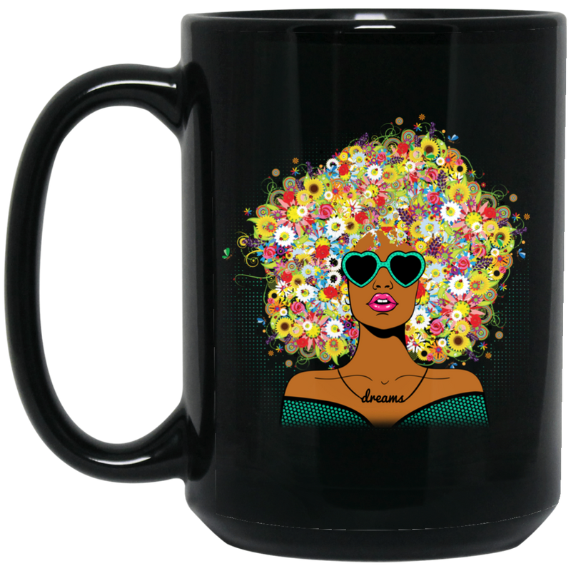 African American Coffee Mug Black Girl Sunflower Black Girl Sunflowers Colorful Queens For Afro Girls 11oz - 15oz Black Mug