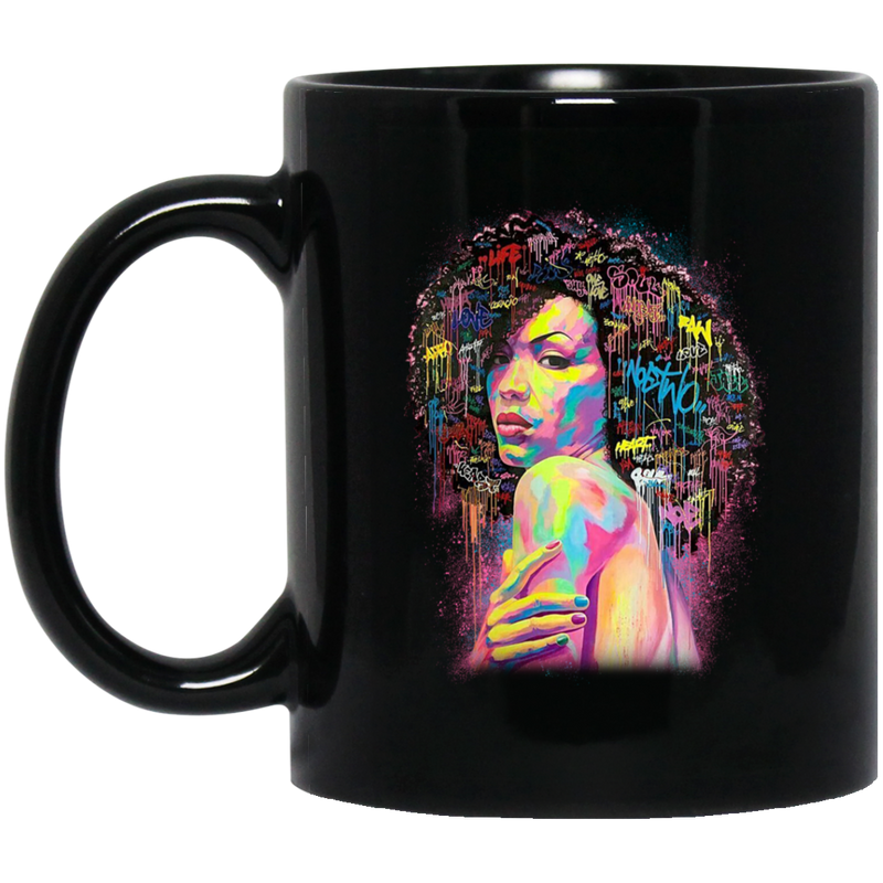 African American Coffee Mug African Girl Color Hair Color Afro Art For Women Girls 11oz - 15oz Black Mug