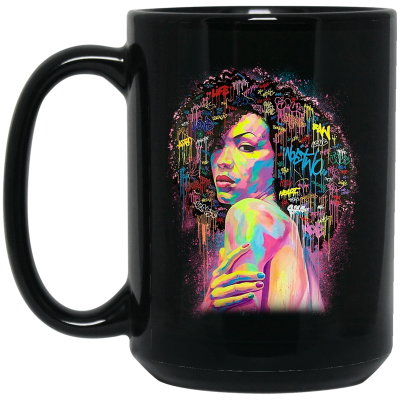 African American Coffee Mug African Girl Color Hair Color Afro Art For Women Girls 11oz - 15oz Black Mug