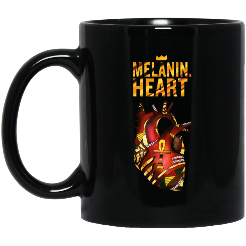 African American Coffee Mug Melanin Heart With Crown 11oz - 15oz Black Mug