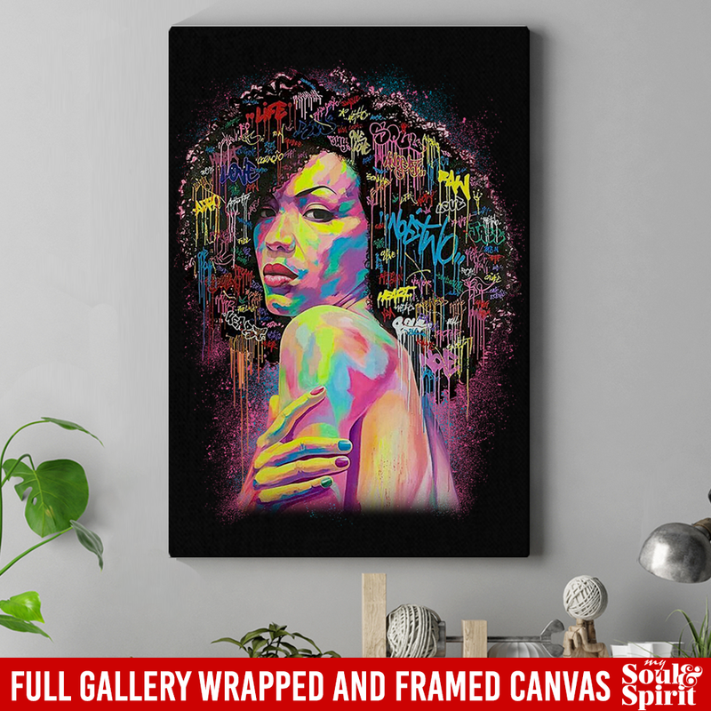 African American Canvas - African Girl Color Hair Color Afro Art For Women Girls