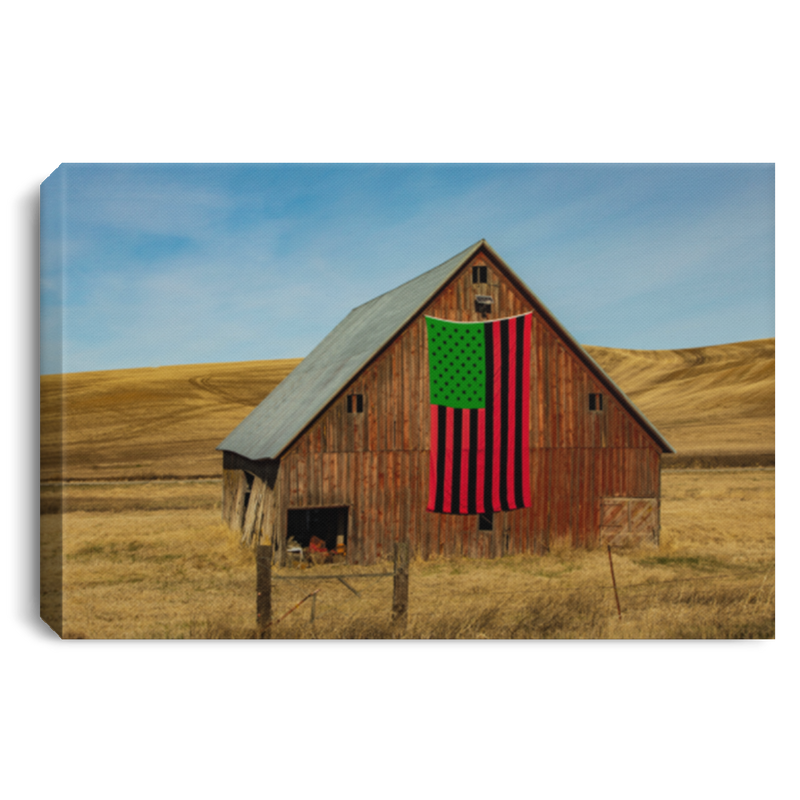 African American Canvas - Barn On The Plains Displaying The African American Flag Color Canvas For Home Decor African - CANLA75 - CustomCat