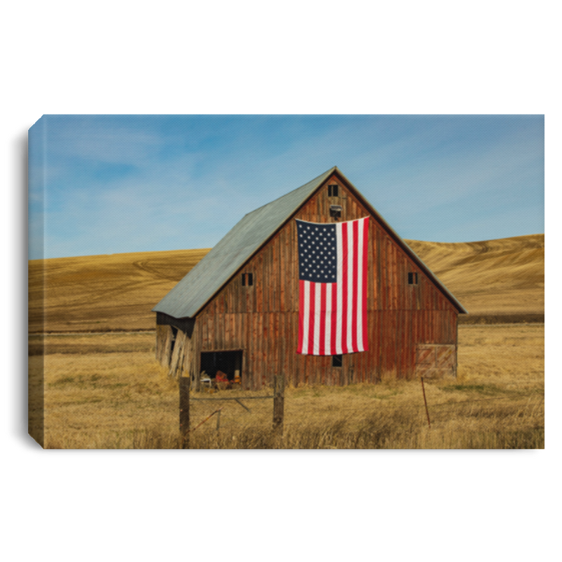 African American Canvas - Barn On The Plains Displaying The American Flag Canvas For Home Decor CustomCat