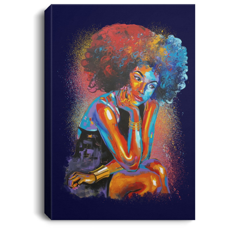 African American Canvas - Black Girl Afro Art Colorful For Living Room Home Decor African - CANPO75 - CustomCat