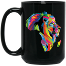 African American Coffee Mug Africa Lion Map African Map With Color Black History Mouth 11oz - 15oz Black Mug
