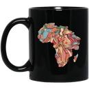 African American Coffee Mug Africa Lion Map African Pride Traditional Ethnic Pattern 11oz - 15oz Black Mug