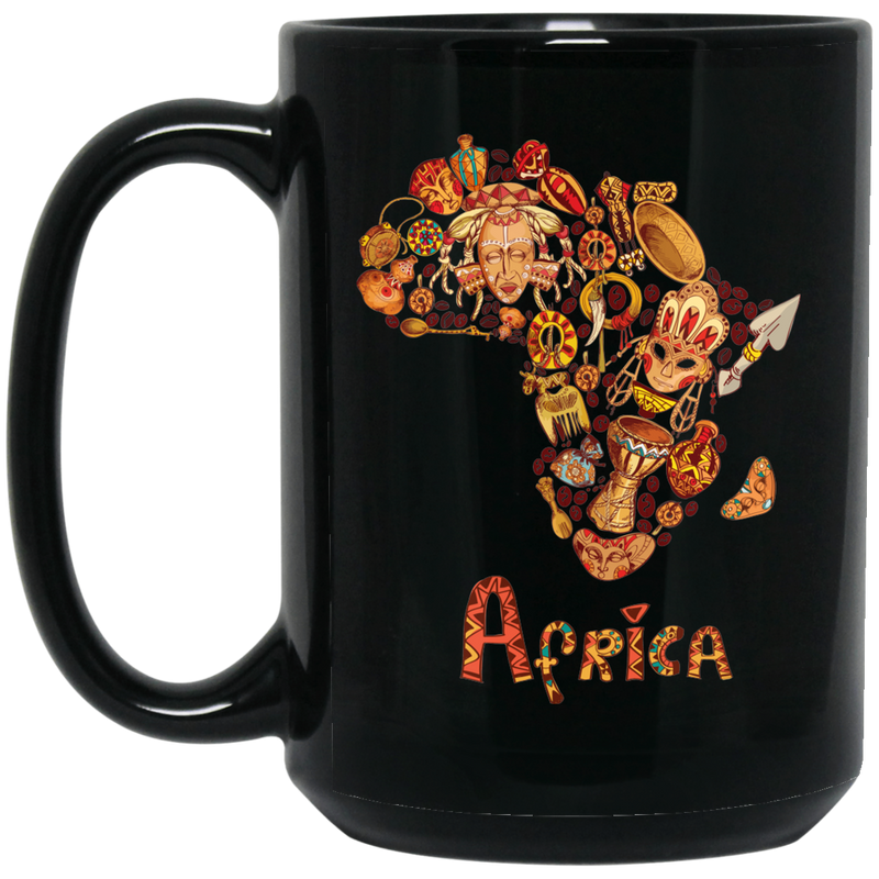 African American Coffee Mug Africa Map 11oz - 15oz Black Mug