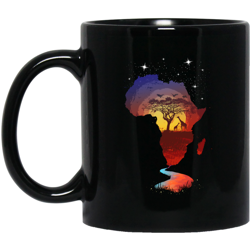 African American Coffee Mug Africa Map Star 11oz - 15oz Black Mug