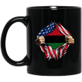 African American Coffee Mug African Flag Inside Shirt 11oz - 15oz Black Mug