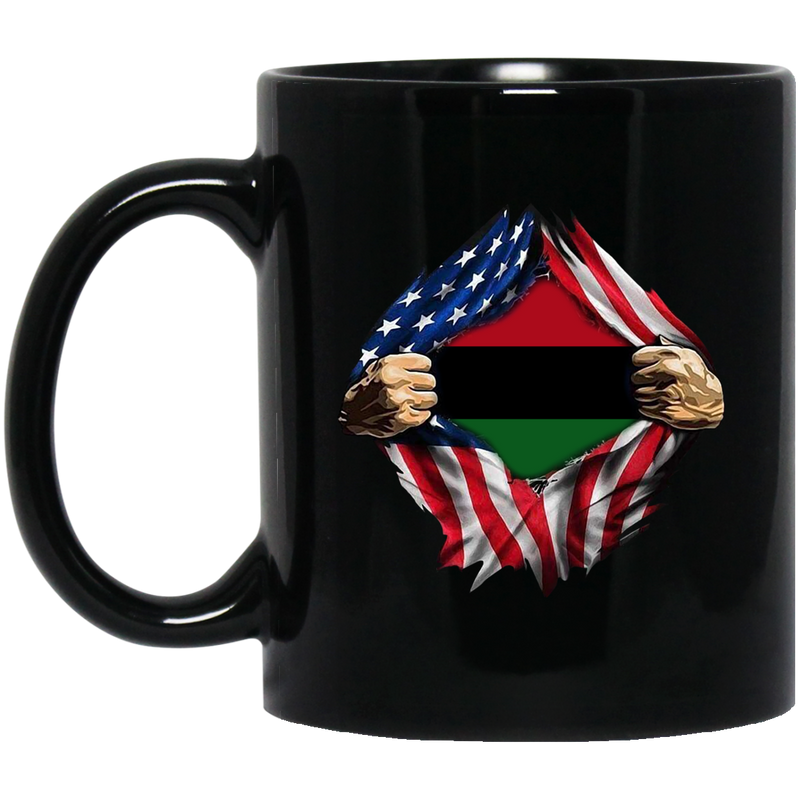African American Coffee Mug African Flag Inside Shirt 11oz - 15oz Black Mug