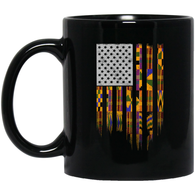 African American Coffee Mug American Flag 11oz - 15oz Black Mug