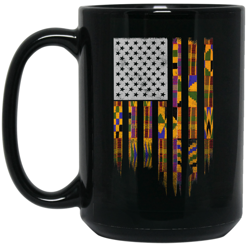 African American Coffee Mug American Flag 11oz - 15oz Black Mug