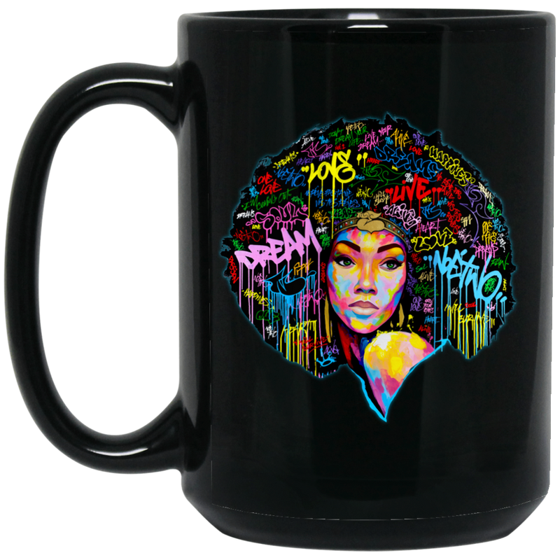 African American Coffee Mug Art Black Women Black History Month For Women Africa Pride Colorful 11oz - 15oz Black Mug