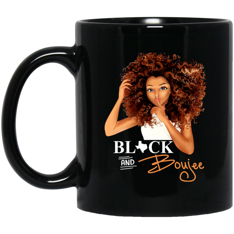 African American Coffee Mug Black And Boujee Texas State 11oz - 15oz Black Mug
