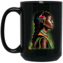 African American Coffee Mug Black Girl Afro Art For Women Girls 11oz - 15oz Black Mug CustomCat