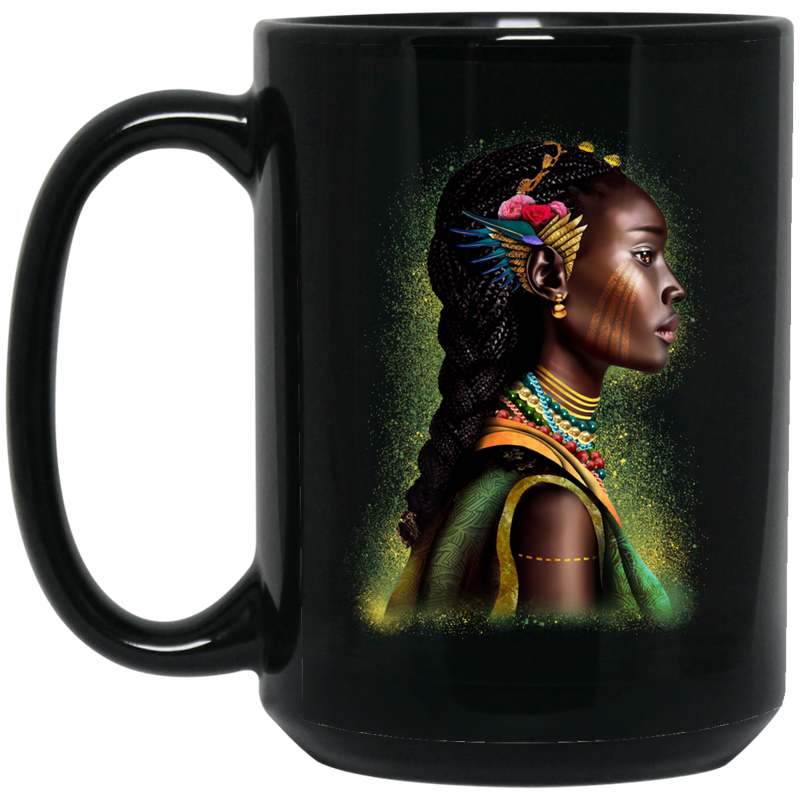 African American Coffee Mug Black Girl Afro Art For Women Girls 11oz - 15oz Black Mug CustomCat