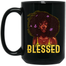 African American Coffee Mug Black Girl Blessed 11oz - 15oz Black Mug