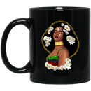 African American Coffee Mug Black Girl Close Eyes With Flowers African 11oz - 15oz Black Mug