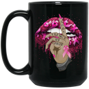 African American Coffee Mug Black Girl Lip Hand Shut The Face Up Cancer 11oz - 15oz Black Mug