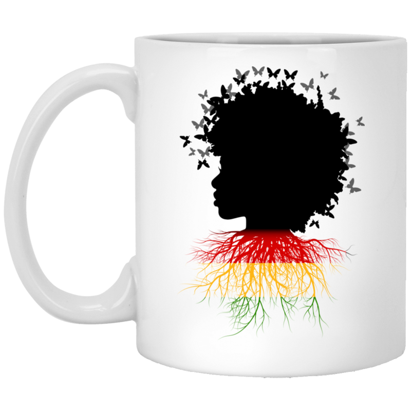 African American Coffee Mug Black Girl With Butterflies Root Flag 11oz - 15oz White Mug