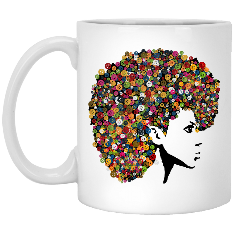 African American Coffee Mug Black Girl With Button Hair African Girl Afro Art 11oz - 15oz White Mug
