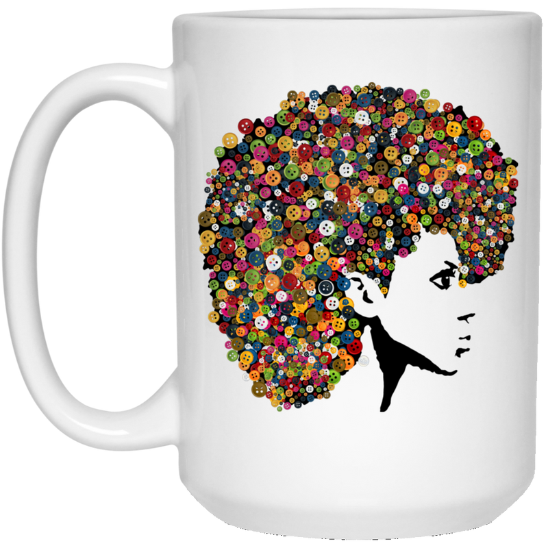African American Coffee Mug Black Girl With Button Hair African Girl Afro Art 11oz - 15oz White Mug