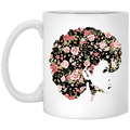 African American Coffee Mug Black Girl With Flowers Hair 11oz - 15oz White Mug