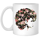 African American Coffee Mug Black Girl With Flowers Hair 11oz - 15oz White Mug