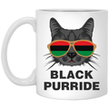 African American Coffee Mug black Purride Cat Glasses African Flag 11oz - 15oz White Mug