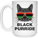 African American Coffee Mug black Purride Cat Glasses African Flag 11oz - 15oz White Mug