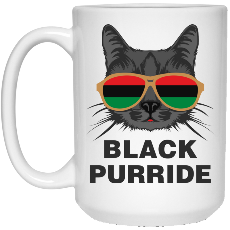 African American Coffee Mug black Purride Cat Glasses African Flag 11oz - 15oz White Mug