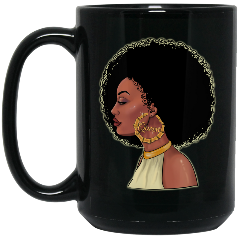 African American Coffee Mug Black Queen Afro Art For Women Girls 11oz - 15oz Black Mug